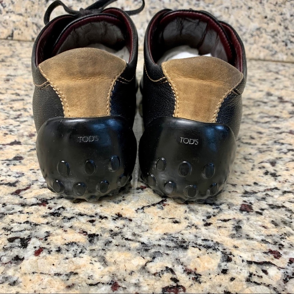 Tod's Leather & Suede Lace Up Bowling Sneakers in Black Size 38 - Picture 8 of 13